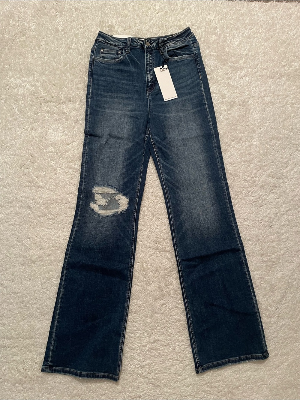 Mica Denim Super High Vintage Flare Distressed Jeans Size 27 NWT